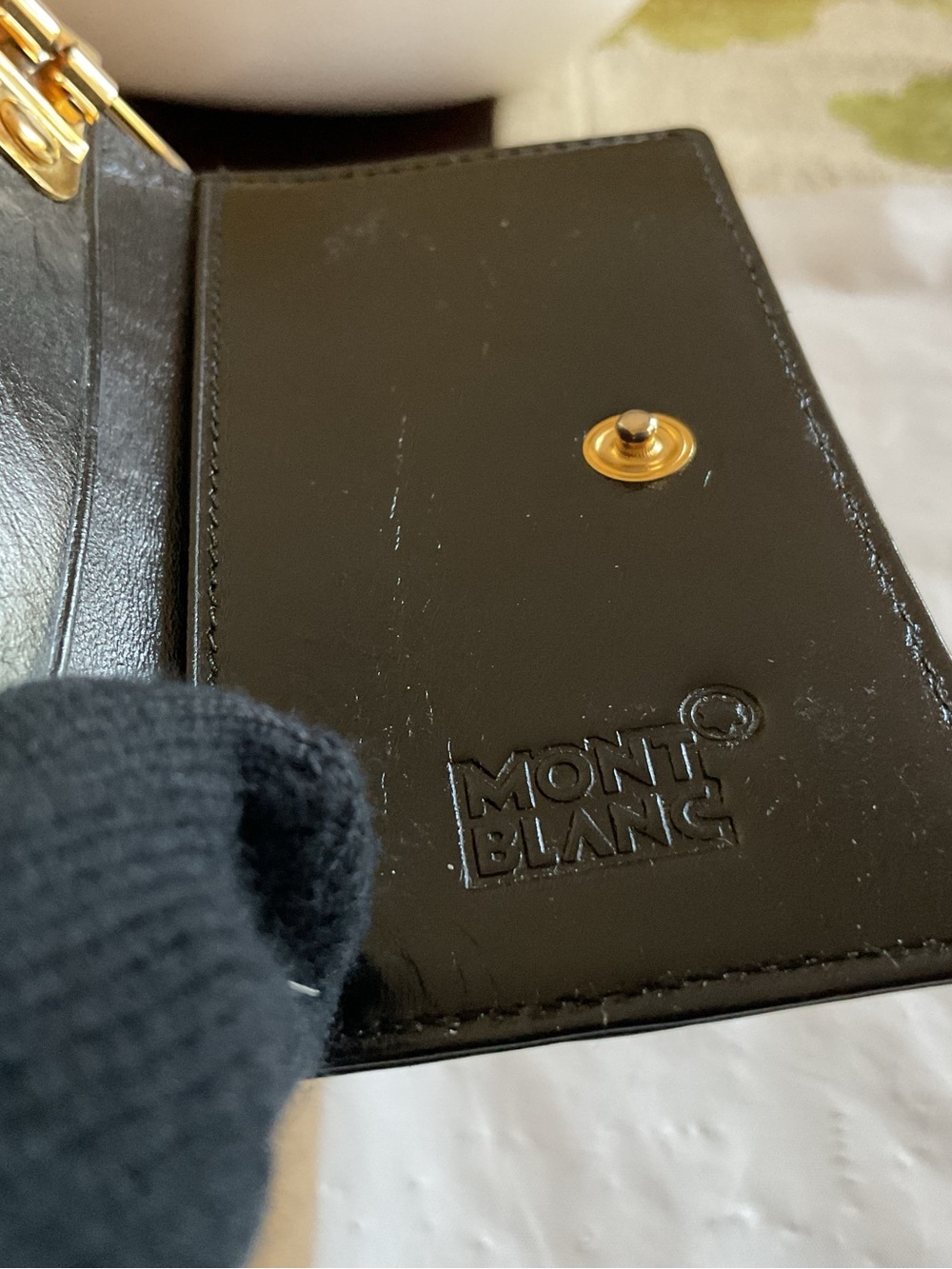 MONTBLANC Black Smooth Leather Tri-fold Key Case/ Wallet- Swiss Made - Picture 9 of 10